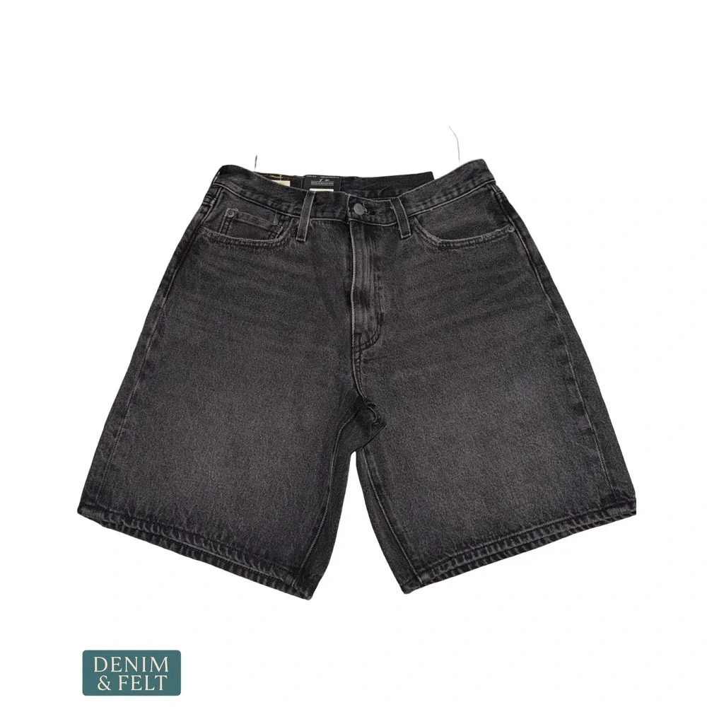 NEW Levis 468 Loose 9 Inch Mens Shorts Black Denim Jean Baggy 90s Style Size 30